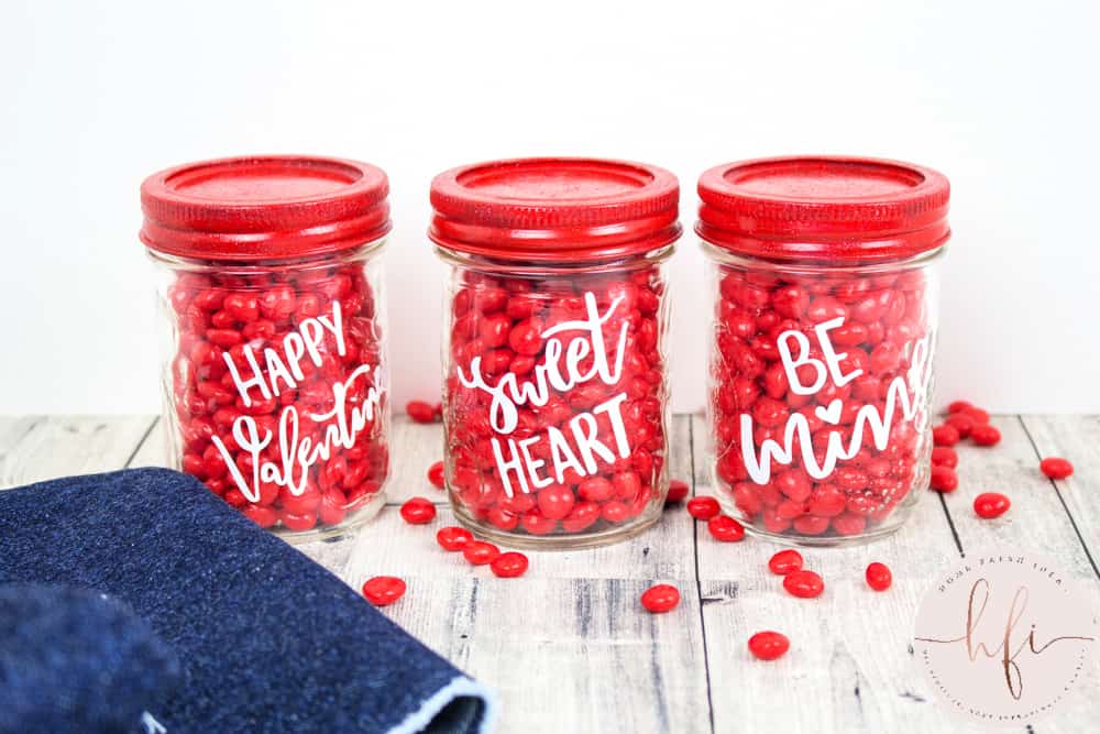 three valentine's jars