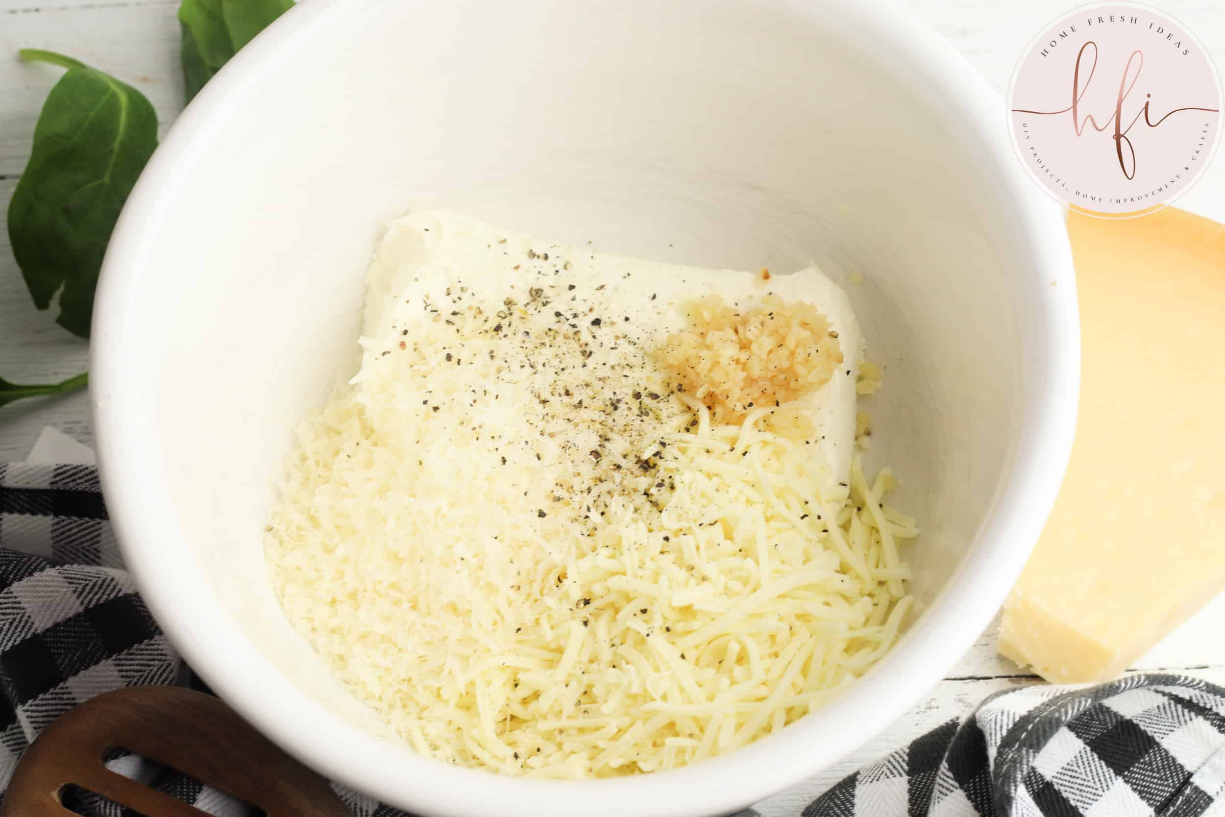 cheese in bowl with garlic