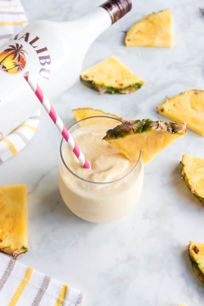 Slushy pineapple rum drink- This Slushy Pineapple Rum Drink Recipe is so easy and is sure to be the life of the party. The flavor is tropical and delicious! #pineapple #rum #cocktail #tropical #easy  #sweet #frozen #yummy #homefreshideas 