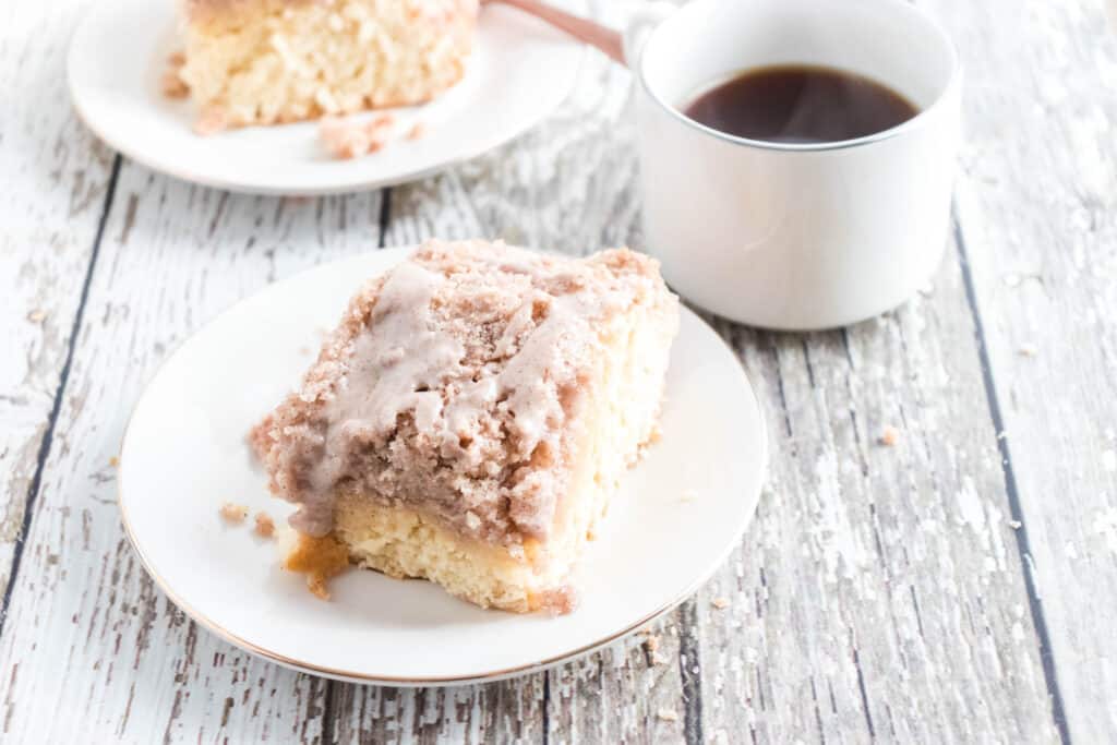 The Best Sour Cream Coffee Cake | Sour cream coffee cake is soft, has a tender crumb, and will win over a crowd. It's easy to make, and goes well with a hot cup of coffee or tea. #coffeecake #breakfast #brunch #recipe #homefreshideas