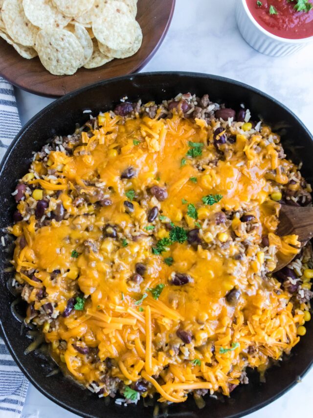 overhead shot of taco skillet