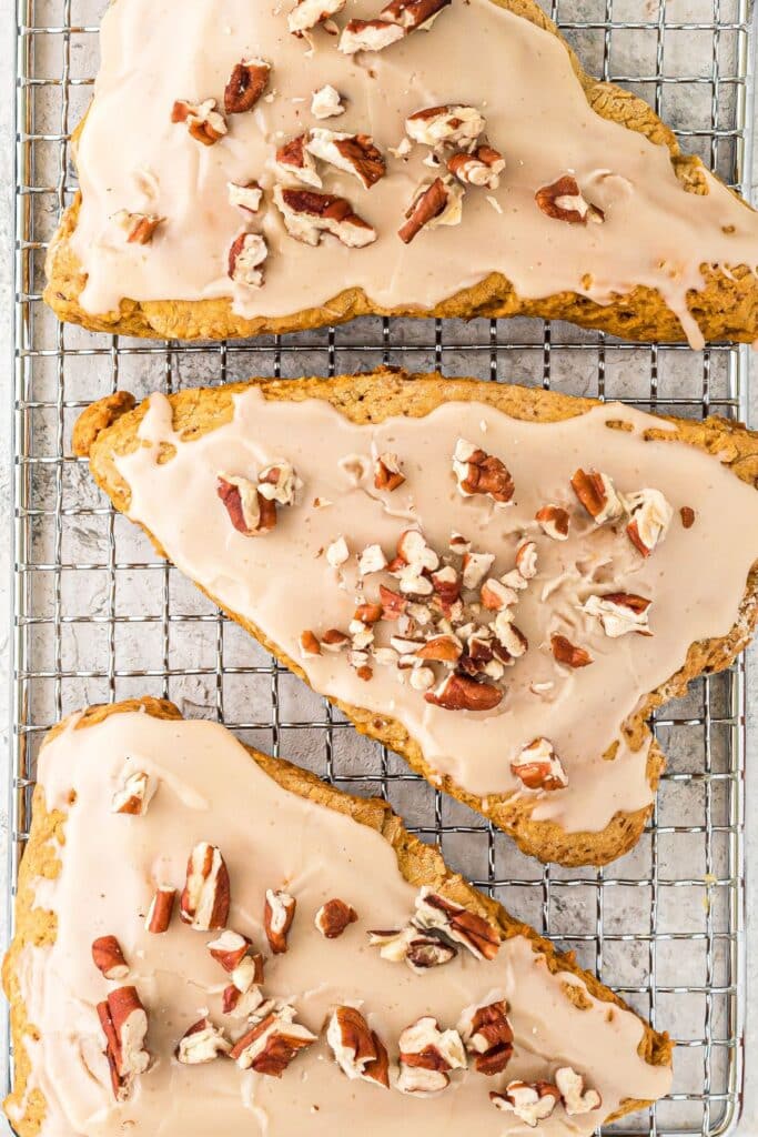 pumpkin scones on a wire rack