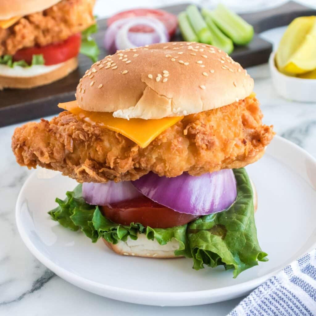 crispy chicken sandwich on bun
