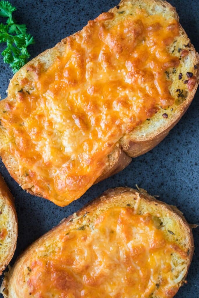 pieces of air fryer garlic bread