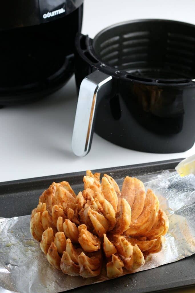 ready to serve air fryer onion blossom