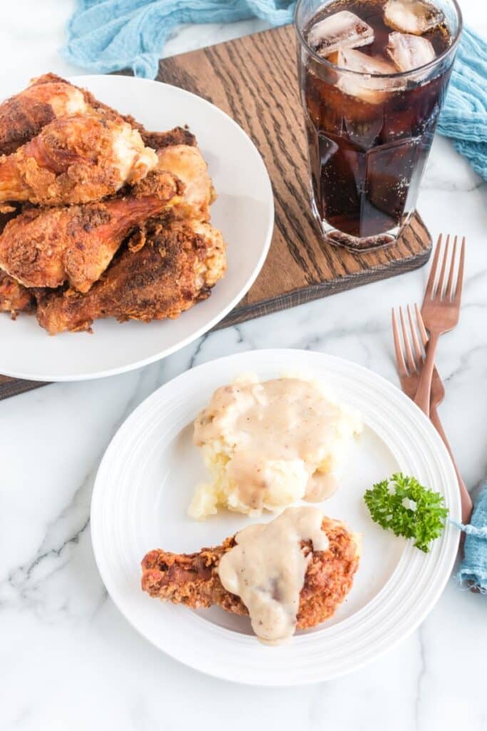 fried chicken on a white plate