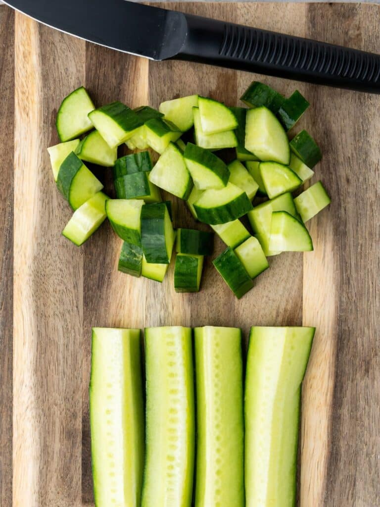 diced cucumbers